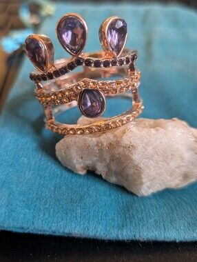 Torrid Gold-Tone Purple Teardrop Statement Fashion Ring Sz. 10